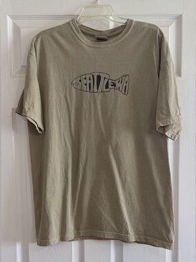Seattle WA Graphic T-Shirt Mens Large Taupe Brown Made in USA Fish Shape